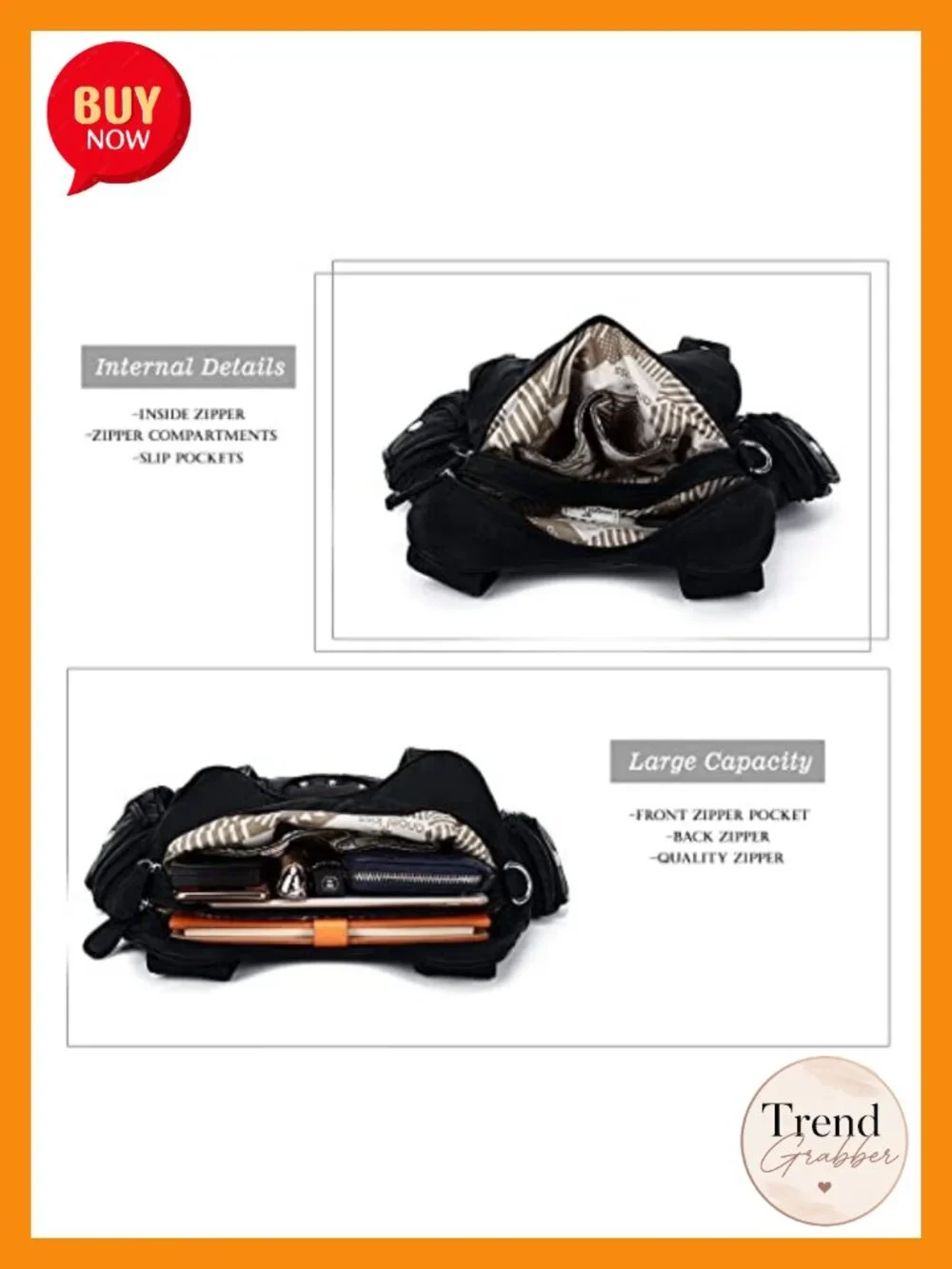 Washed PU Leather Large Hobo Shoulder Bag with Multiple Pockets